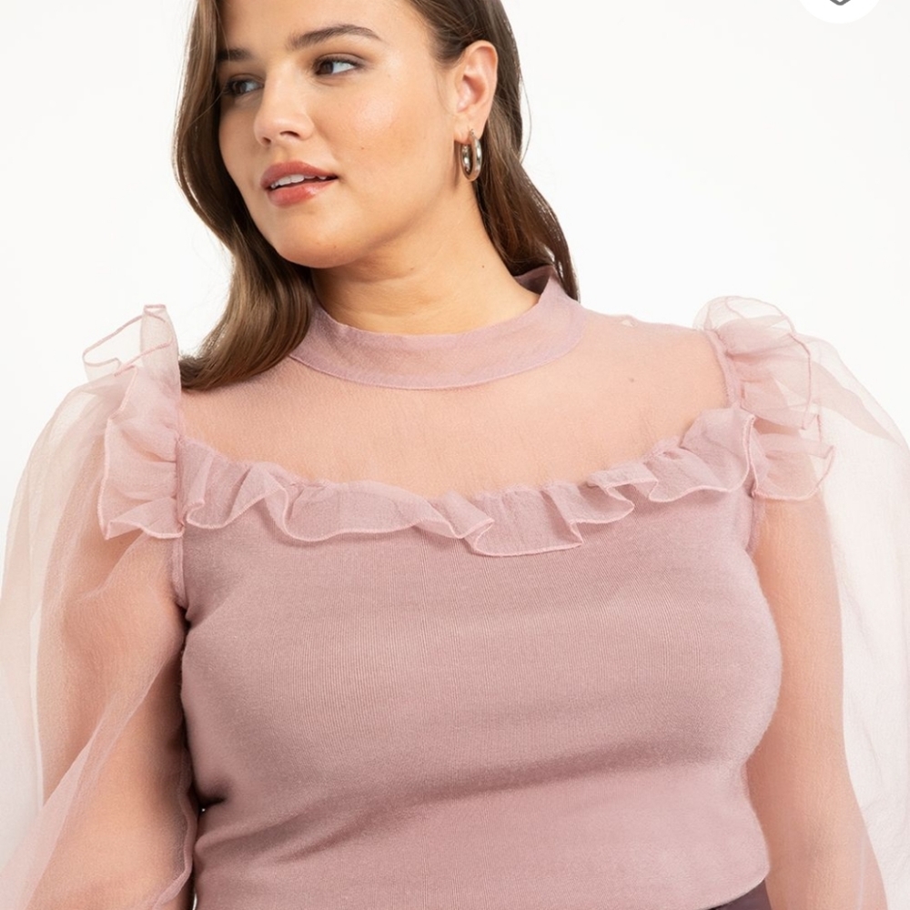Ruffle Blouse with sheer sleeves